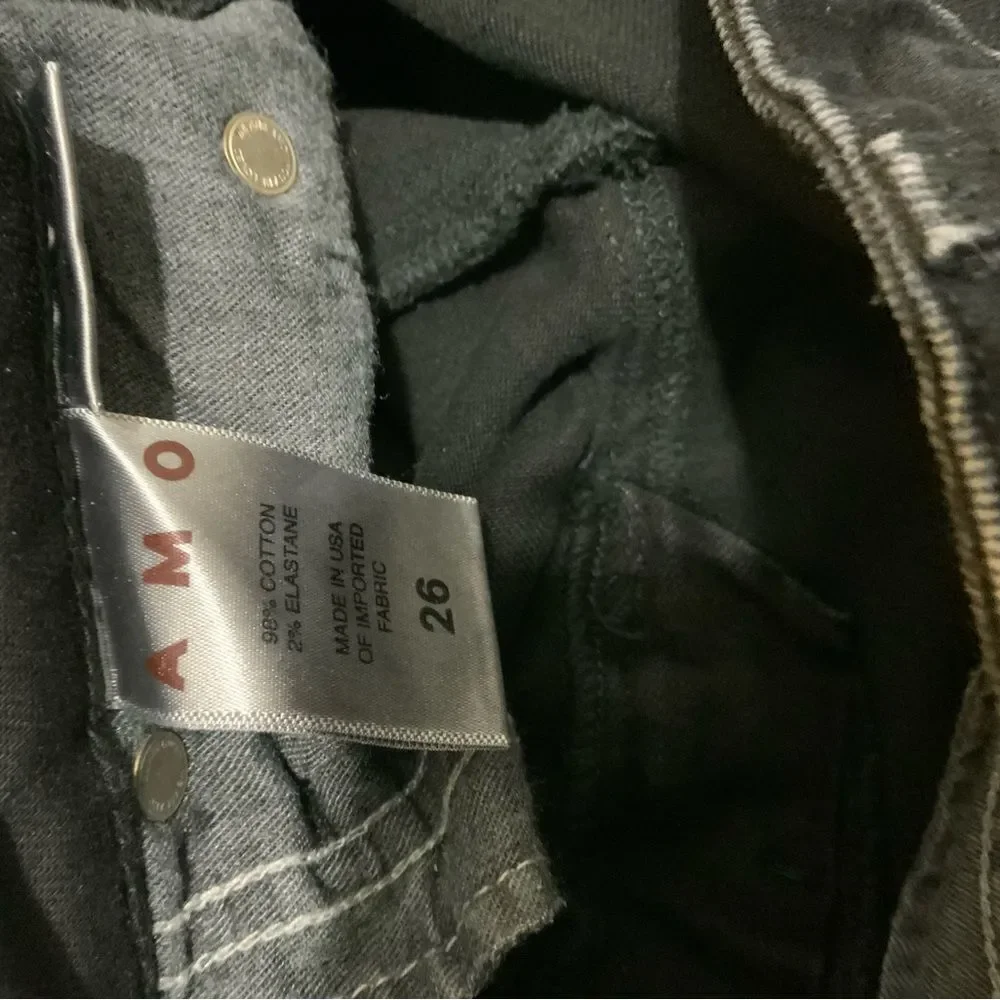 AMO Tie Ankle Slim Skinny Jeans Size 27” Black Magic Mid-Rise